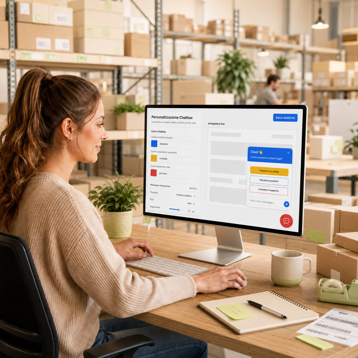 Configurazione personalizzata del widget chatbot con anteprima live