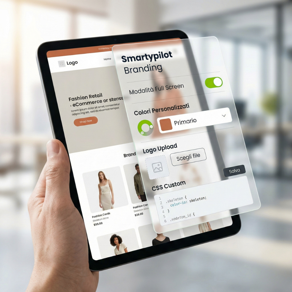Personalizzazione ricerca - pannello di controllo per configurare layout, colori, logo e badge della ricerca nel tuo e-commerce